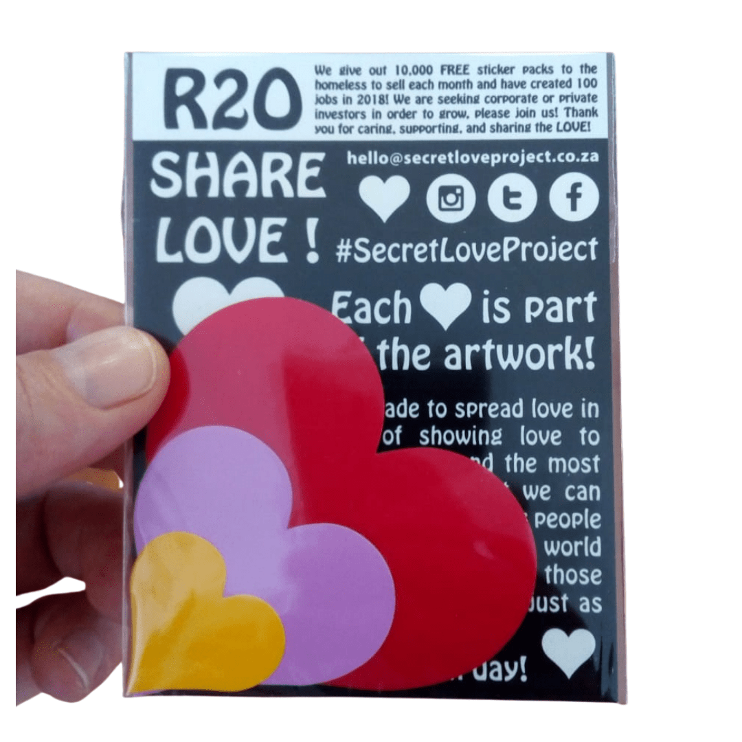 The front of a Secret Love Project sticker pack