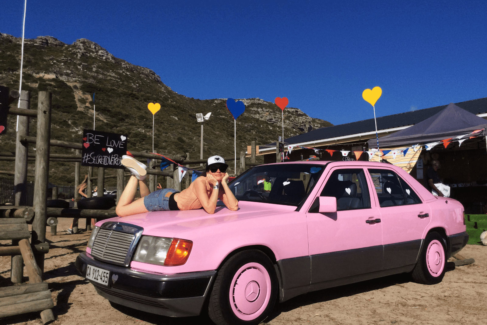 The signature pink car that The Secret Love Project used at events