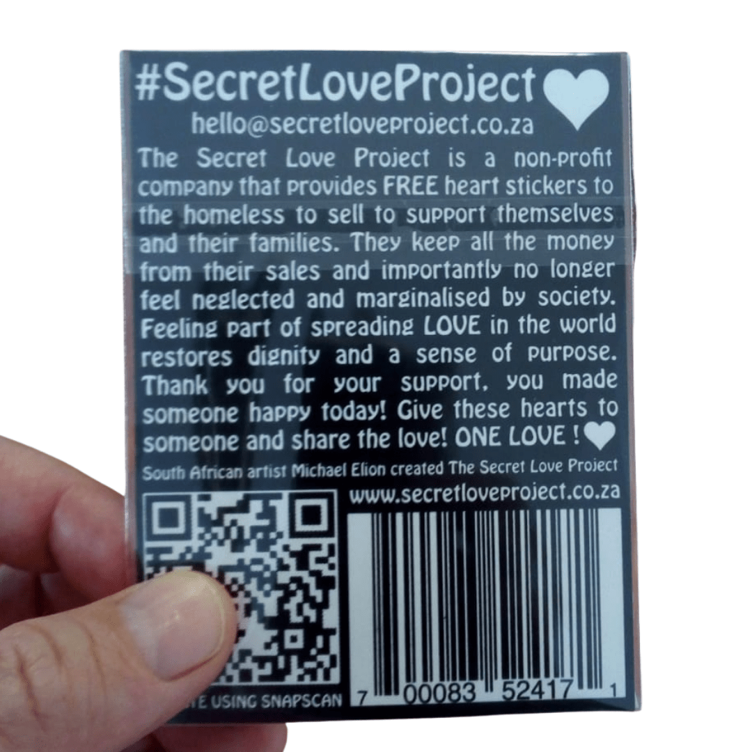 The customisable back of a Secret Love Project sticker pack
